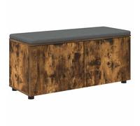 Hallway Bench with Cushion and Door in Smoked Oak 100 x 38 x 46 cm, Upholstered Bench with Storage Space and 2 Wooden Shelves, Seat Chest for Hallway Entrance Area, Padded and Durable
