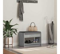 Hallway Bench with Cushion and Shelf, Grey Sonoma, 63 x 38 x 45 cm, Padded Bench with Storage Space for Hallway, Entryway, Modern Wood Furniture, Comfortable Upholstered Bench