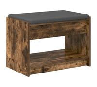 Hallway Bench with Cushion and Shelf in Smoked Oak, 63 x 38 x 45 cm, Padded Bench with Storage Space, Wood and Fabric for Hallway, Entryway, Practical Wardrobe Bench