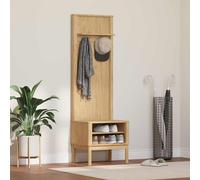 Hallway cabinet brown solid pine 50x40x158cm with hooks & 2 shelves durable