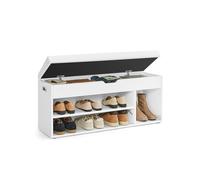 Hallway Cabinet Shoe Bench with Cushion, White / 30D x 100W x 44H cm