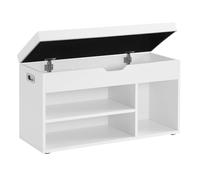 Hallway Cabinet Shoe Bench with Cushion, White / 30D x 80W x 44H cm