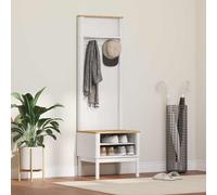 Hallway cabinet White Solid Pine Wood 50x40x158cm Hooks 2 Shelves Modern Sturdy
