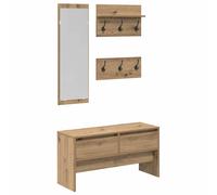 Hallway Furniture Set 4 Piece Shoe Bench Coat Hanger Engineered Wood vidaXL