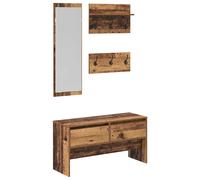 Hallway Furniture Set 4 Piece Shoe Bench Coat Hanger Engineered Wood vidaXL
