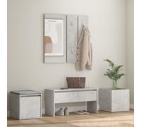 Hallway Furniture Set Concrete Grey 80x31x40cm Engineered Wood with Mirror Bench