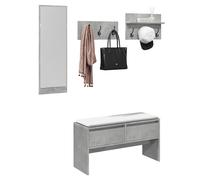 Hallway Furniture Set Concrete Grey Engineered Wood 90x31x46.5cm 4pc 2 drawers +