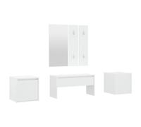 vidaXL Hallway Furniture Set White Engineered Wood Hall Bench and Coat Rack