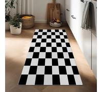 Hallway Geometric Black and White Squares Runner Rug 40 x 120 cm, Simple Style Printed Non-Slip Carpet Runners, Washable Entrance Kitchen Long Carpet for Living Room Entryway Bathroom Laundry Room