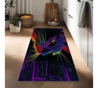 Hallway Non Slip Runner Rugs 60 x 120 cm,Washable Fantasy Style Kitchen Carpet Soft Animal Neon Cat Short Pile Runner Rug for Entrance Bedroom Laundry Room Kitchen