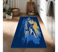 Hallway Ocean Retro Animals Sharks Runner Rug 80 x 120 cm, Cartoon Style Printed Non-Slip Carpet Runners - Washable Entrance Kitchen Long Carpet for Living Room Entryway Bathroom Laundry Room