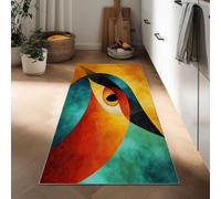 Hallway Oil Painting Geometric Animals Birds Runner Rug 60 x 150 cm, Cubism Printed Non-Slip Carpet Runners - Washable Entrance Kitchen Long Carpet for Living Room Entryway Bathroom Laundry Room