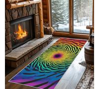 Hallway Runner 3d Optical Illusion, Washable Runner Rug Psychedelic Colourful 65 x 300, for Kitchen, Entryway, Bedroom Decor, Non Slip Low Pile Indoor Floor Carpet e51