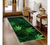 Hallway Runner Cannabis Leaves, Washable Runner Rug Weed Green Marijuana Leaf 100 x 300, for Kitchen, Entryway, Bedroom Decor, Non Slip Low Pile Indoor Floor Carpet i1908