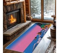 Hallway Runner Coastal Mountain, Washable Runner Rug Pink Sky Ocean 50 x 150, for Kitchen, Entryway, Bedroom Decor, Non Slip Low Pile Indoor Floor Carpet f561