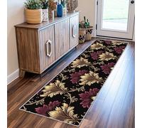 Hallway Runner Damask Floral, Washable Runner Rug Victorian Baroque 65 x 120, for Kitchen, Entryway, Bedroom Decor, Non Slip Low Pile Indoor Floor Carpet i636
