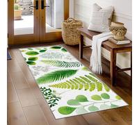 Hallway Runner Fern Leaves, Washable Runner Rug Botanical Green Leaf 50 x 150, for Kitchen, Entryway, Bedroom Decor, Non Slip Low Pile Indoor Floor Carpet j2547
