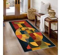 Hallway Runner Geometric, Washable Runner Rug Retro Mid Century Modern 65 x 240, for Kitchen, Entryway, Bedroom Decor, Non Slip Low Pile Indoor Floor Carpet i979