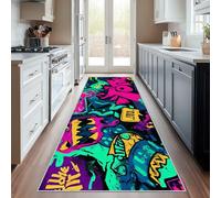Hallway Runner Graffiti Art, Washable Runner Rug Abstract Street Art 65 x 180, for Kitchen, Entryway, Bedroom Decor, Non Slip Low Pile Indoor Floor Carpet e935