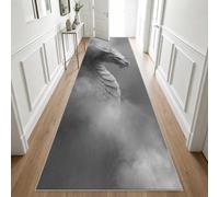 Hallway Runner Grey Dragon, Non Slip Low Pile | Washable Runner Rug Minimalist Mystical Sculptural 65 x 180, for Kitchen, Entryway, Bedroom Decor, Indoor Floor Carpet j2196