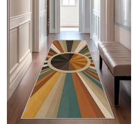 Hallway Runner Radial Stripes, Washable Runner Rug Vintage Boho Sunshine Line 80 x 300, for Kitchen, Entryway, Bedroom Decor, Non Slip Low Pile Indoor Floor Carpet h303