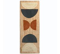 Hallway Runner Rug 2.6x14 Hand Woven Jute Runner Area Rug Thick 0.27" Blue Half-Moon Pattern Geometric Rugs for Entryway Laundry Stairs Indoor Outdoor Home Decor Carpet