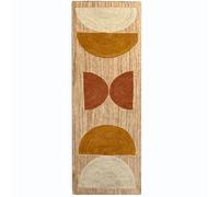 Hallway Runner Rug 2.6x14 Hand Woven Jute Runner Area Rug Thick 0.27" Yellow Half-Moon Pattern Geometric Rugs for Entryway Laundry Stairs Indoor Outdoor Home Decor Carpet