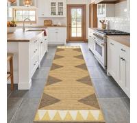 Hallway Runner Rug 3x16 Hand Braided Jute Runner Area Rug Thick 0.27" Geometric Arrow Design & Yellow Rugs for Kitchen, Entryway, Balcony, High-Traffic Area Carpet