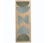 Hallway Runner Rug 4x14 Hand Woven Jute Runner Area Rug Thick 0.27" Gray Half-Moon Pattern Geometric Rugs for Entryway Laundry Stairs Indoor Outdoor Home Decor Carpet