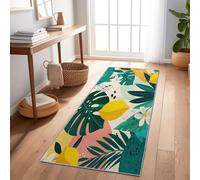 Hallway Runner Rug 60 x 120 cm, Modern Pop Art Abstract Plant Leaf Non-Slip Carpet Runners, Multicoloured Washable Entrance Carpet Kitchen Runner Rugs for Living Room/Entryway/Bathroom/Laundry Room