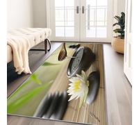 Hallway Runner Rug 60 x 120 cm, Zen Rustic Oriental Flowers Stone Non-Slip Carpet Runners, Multicolored Washable Entrance Carpet Kitchen Runner Rugs for Living Room/Entryway/Bathroom/Laundry Room
