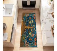 Hallway Runner Rug 60 x 180 cm William Morris Tree Of Life Non Slip, Heavy Duty Carpet Runner, Rubber Backed Floor Mat, Dirt Trapper Washable Rug for Hallway Kitchen Bedroom Laundry Office, Navy Blue