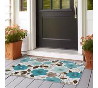 Hallway Runner Rug 60x150 cm Non-Slip Long Washable Entryway Floor Mats,Absorbent Floral Retro Fresh Carpet Runners for Kitchen, Laundry, Bedside blue