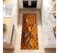Hallway Runner Rug 80 x 120 cm Photography Insects Bees Non Slip, Heavy Duty Carpet Runner, Rubber Backed Floor Mat, Dirt Trapper Washable Rug for Hallway Kitchen Bedroom Laundry Office, Yellow