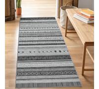 Hallway Runner Rug 80 x 150 cm, Classical Geometric Ethnic Totem Art Non-Slip Carpet Runners, Grey Washable Entrance Carpet Kitchen Runner Rugs for Living Room/Entryway/Bathroom/Laundry Room