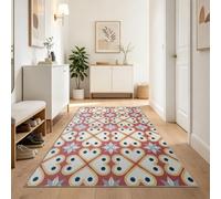 Hallway Runner Rug 80 x 150 cm, Non-Slip Classic Stylish Heart Four-Leaf Clover Dots Carpet Runners - Cream Washable Kitchen Long Rugs Low Pile Floor Rug for Entryway, Living Room, Bedroom, Laundry