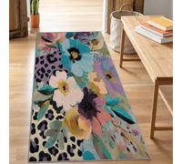 Hallway Runner Rug 80 x 300 cm, Non-Slip Classical Abstract Boho floral leopard print Carpet Runners - Multicoloured Washable Kitchen Long Rugs Low Pile Rug for Entryway, Living Room, Bedroom, Laundry