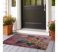 Hallway Runner Rug 80x240 cm Non-Slip Long Washable Entryway Floor Mats,Absorbent Retro Floral Pattern Carpet Runners for Kitchen, Laundry, Bedside pink