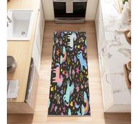 Hallway Runner Rug 90 x 180 cm Dream Unicorn Rainbow Forest Non Slip, Heavy Duty Carpet Runner, Rubber Backed Floor Mat, Dirt Trapper Washable Rug for Hallway Kitchen Bedroom Laundry Office, Color