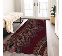 Hallway Runner Rug, Classical Luxury Ethnic Prints Soft Flannel Long Rugs Decorative Carpets Runner, Washable Runner Rug Hallways, Kitchens & Living Rooms - Dark Red 60 x 120 cm