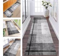 Hallway Runner Rug Door Mats Indoor Non Slip Area Rug Runner 50X100CM Carpet Runners for Hallways Grey Black Washable Runner Rug for Kitchen Living Room Bedroom Door Entrance Décor Laundry Room