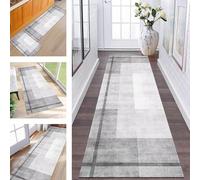 Hallway Runner Rug Door Mats Indoor Non Slip Area Rug Runner 90X150CM Carpet Runners for Hallways Grey White Washable Runner Rug for Kitchen Living Room Bedroom Door Entrance Décor Laundry Room