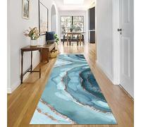 Hallway Runner Rug Indoor Blue Gold Soft Hallways Area Carpet Bottom Non Slip 1.5/2/2.5/3/3.5/4/4.5/5/6/7/8/9Meter Carpets Runners for Hotel Terrace Passage Rugs(80 * 700cm)
