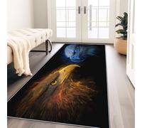 Hallway Runner Rug, Magic Animal Art Eagle Soft Flannel Long Rugs Decorative Carpets Runner, Washable Runner Rug Hallways, Kitchens & Living Rooms - Black 60 x 180 cm