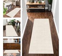 Hallway Runner Rug Non-Slip Washable Kitchen Door Mat 70X300CM Modern Beige Carpet Runners for Hallways Polyester Living Room, Stripe Design Long Area Rugs Hall Corridor Entrance Anti-Slip Floor Mat