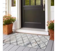 Hallway Runner Rug Simple Diamond Pattern Distressed Finish Non-Slip Long Washable Entryway Floor Mats, Absorbent Thin 60x210 cm for Kitchen, Laundry, Bedside Gray White