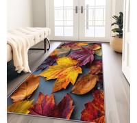 Hallway Runner Rugs 60 x 120 cm, Photography Autumn Plants Maple Leaf Soft Carpet Runner for Hall Entryway Laundry Lounge Office Bedroom, Non-Slip & Washable Low Pile Kitchen Runner, Multicoloured