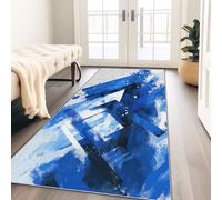 Hallway Runner Rugs 80 x 150 cm, Modern Sci-Fi Abstract Geometric Triangles Soft Carpet Runner for Hall Entryway Laundry Lounge Office Bedroom, Non-Slip & Washable Low Pile Kitchen Runner, Blue-Grey