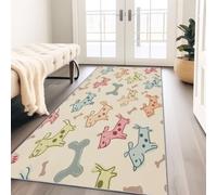Hallway Runner Rugs 80 x 180 cm, Cartoon Funny Animal Polka-Dot Dog Bones Soft Carpet Runner for Hall, Entryway, Laundry, Lounge, Office, Bedroom, Non-Slip & Washable Low Pile Kitchen Runner, Cream