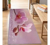 Hallway Runner Rugs 80 x 240 cm, Modern Minimalist Elegant Floral Orchid Soft Carpet Runner for Hall Entryway Laundry Lounge Office Bedroom, Non-Slip & Washable Low Pile Kitchen Runner, Pink-purple